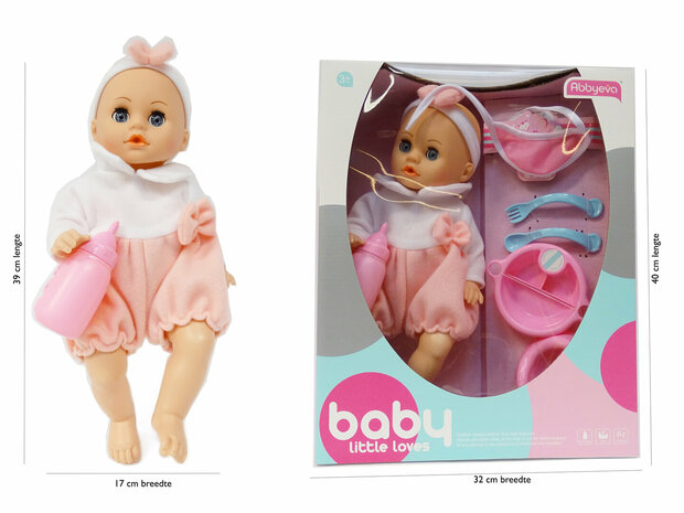 Schattige baby pop - Baby met verschillende baby geluiden + accessoires - 39CM