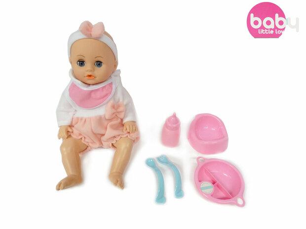 Schattige baby pop - Baby met verschillende baby geluiden + accessoires - 39CM