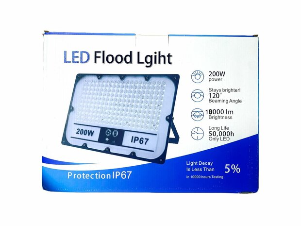 LED-Flutlicht PRO IP67 &ndash; 200 W 18000 Lumen &ndash; 6500 K Tageslichtwei&szlig; &ndash; 3 Jahre Garantie