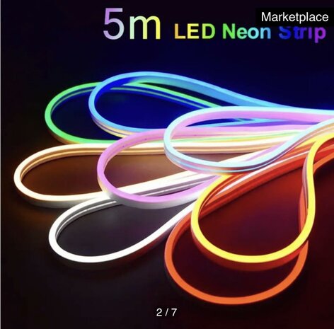 LED neon light - 5m 12V low voltage 12 mm (Colour: neutral Blue)