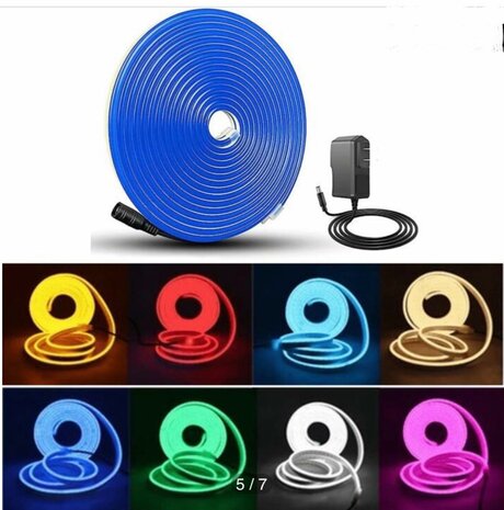 LED neon light - 5m 12V low voltage 12 mm (Colour: neutral Blue)