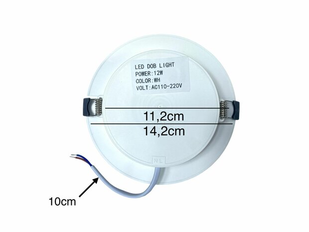 Panneau LED | 12 watts | Rond | Plafonnier encastrable (blanc naturel) &Oslash;112mm