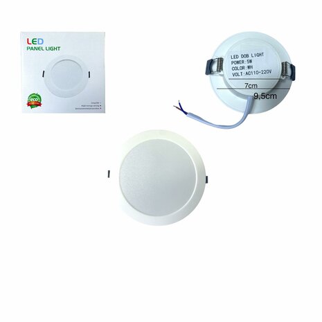 Panneau LED | 12 watts | Rond | Plafonnier encastrable (blanc naturel) &Oslash;112mm