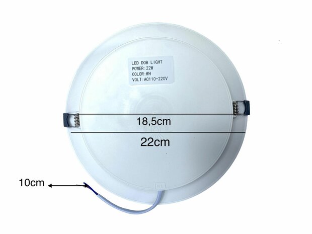 Panneau LED | 22 watts | Rond | Plafonnier encastrable (blanc naturel) &Oslash;185mm