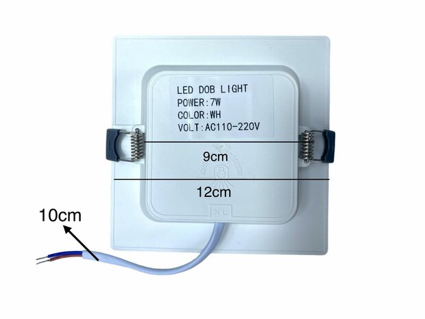 Panneau LED | 7 watts | Carr&eacute; | Plafonnier encastrable (blanc naturel) 90X90mm