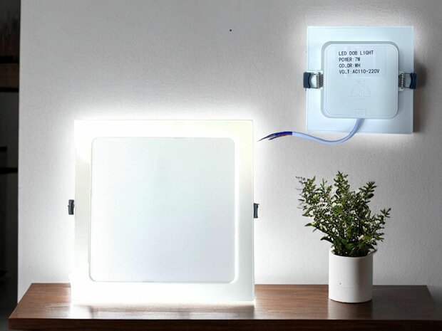 LED panel | 7 Watts | Square | Recessed ceiling lamp (natural white) 90X90mm