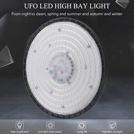 UFO LED Hoogbouwverlichting 200W Magazijn Industri&euml;le Fabriek Lichtlamp Laagbouw