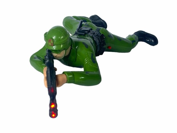 Military army man - with shooting sounds - crawling and LED flash lights