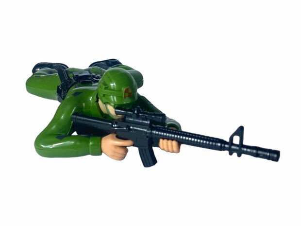 Military army man - with shooting sounds - crawling and LED flash lights