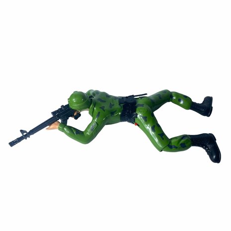 Military army man - with shooting sounds - crawling and LED flash lights