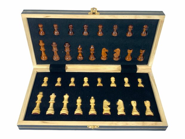 Jeu d&#039;&eacute;checs - 34 x 34 cm - Bois - Magn&eacute;tique - Pliable - Jeu d&#039;&eacute;checs - &Eacute;checs en bois