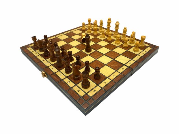 Jeu d&#039;&eacute;checs - 34 x 34 cm - Bois - Magn&eacute;tique - Pliable - Jeu d&#039;&eacute;checs - &Eacute;checs en bois