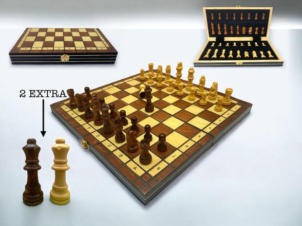 Jeu d&#039;&eacute;checs - 34 x 34 cm - Bois - Magn&eacute;tique - Pliable - Jeu d&#039;&eacute;checs - &Eacute;checs en bois