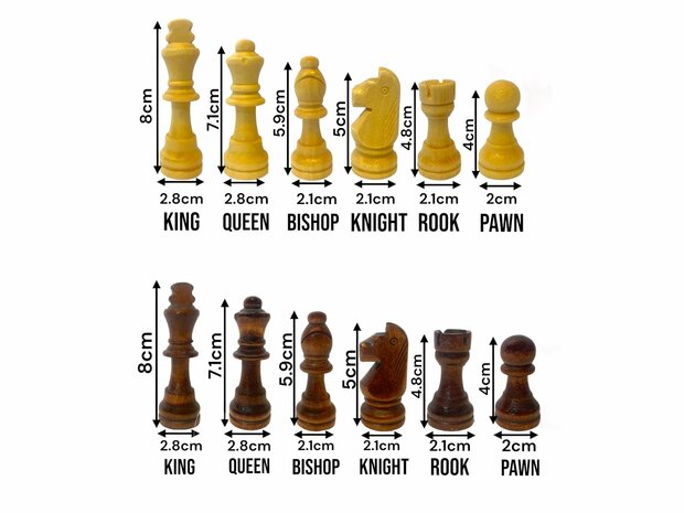 Chess board set - 44x44cm - Wood - Magnetic - Foldable - Chess game - Wood Chess