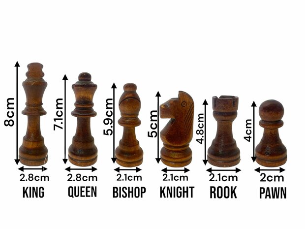 Chess board set - 44x44cm - Wood - Magnetic - Foldable - Chess game - Wood Chess