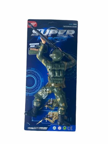 Super force - Militair leger man - met schietgeluiden - kruipen en led flash lichtjes