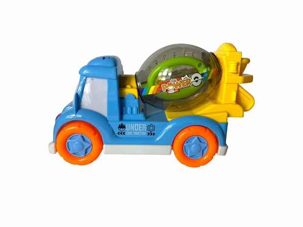 DogTruck Bump&amp;Go - betonmixer vrachtwagen hondje - beweegt, geluid en muziek Blauwe 