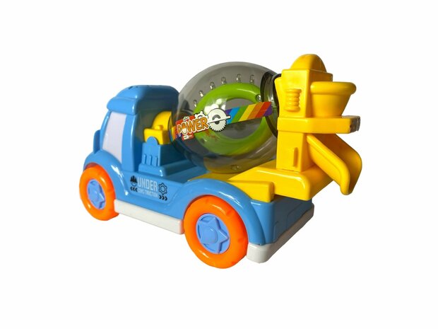 DogTruck Bump&amp;Go - betonmixer vrachtwagen hondje - beweegt, geluid en muziek Blauwe 