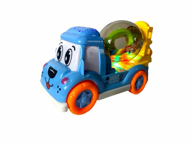 DogTruck Bump&amp;Go - concrete mixer truck dog - moves, sound and music Blue