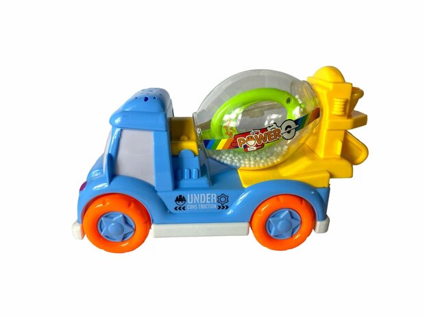 DogTruck Bump&amp;Go - betonmixer schuimballen vrachtwagen - beweegt, maakt geluid en muziek