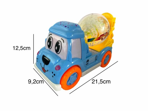 DogTruck Bump&amp;Go - concrete mixer foam ball truck - moves, makes sound and music G