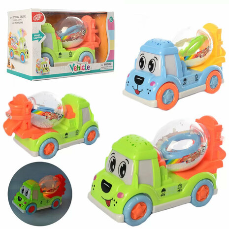 DogTruck Bump&amp;Go - betonmixer schuimballen vrachtwagen - beweegt, maakt geluid en muziek G