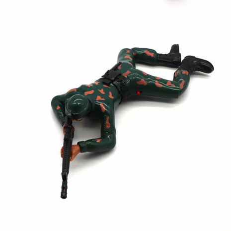 Military army man - with shooting sounds - crawling and LED flash lights Dark green