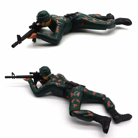 Military army man - with shooting sounds - crawling and LED flash lights Dark green