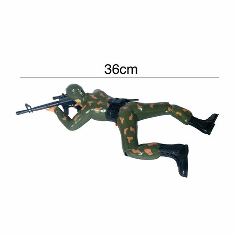 Military army man - with shooting sounds - crawling and LED flash lights Dark green