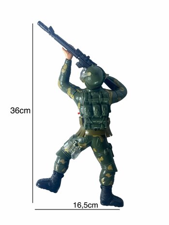 Super force - Military army man - with shooting sounds - crawling and LED flash lights Dark green