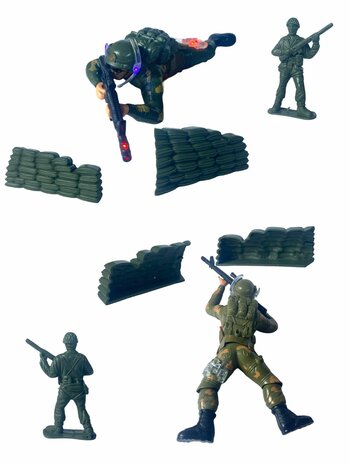 Super force - Military army man - with shooting sounds - crawling and LED flash lights Dark green