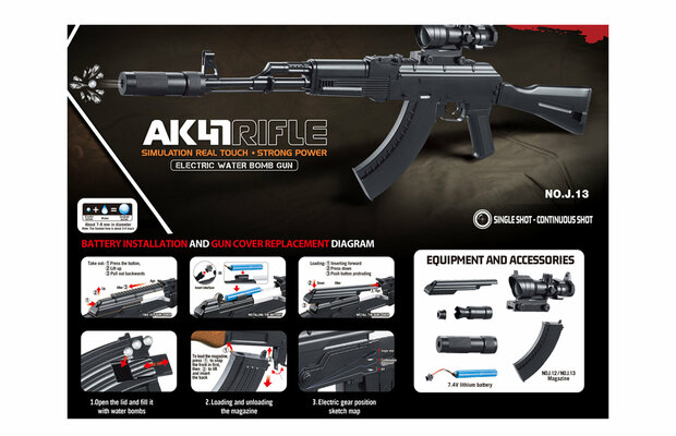 AK 47 Gel Blaster - avec billes de gel - rechargeable - 98CM