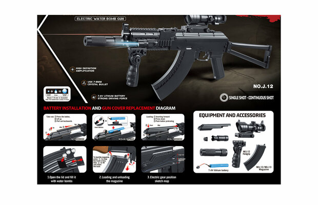 Gelblaster ump 45 - inkl. Gelkugeln - wiederaufladbar - 80CM