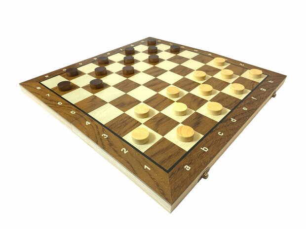 Chess and checkers 2in1 package - Foldable - magnetic chess pieces and checkers pieces - Wood - 39CM