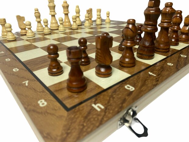 Chess and checkers 2in1 package - Foldable - magnetic chess pieces and checkers pieces - Wood - 34CM