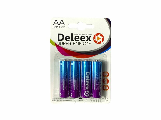 Deleex AA batterijen R6P 1.5V - 4- stuks in pak