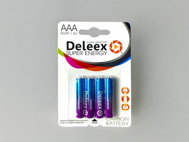 Deleex AAA batterijen R03P 1.5V - 4- stuks in pak