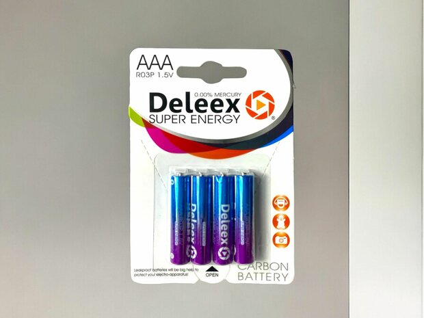 Deleex AAA batteries R03P 1.5V - 4 pieces in a pack
