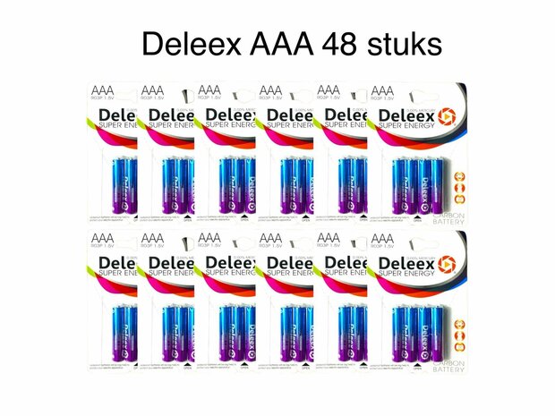 Piles Deleex AAA R03P 1,5V - 48 pi&egrave;ces dans un pack