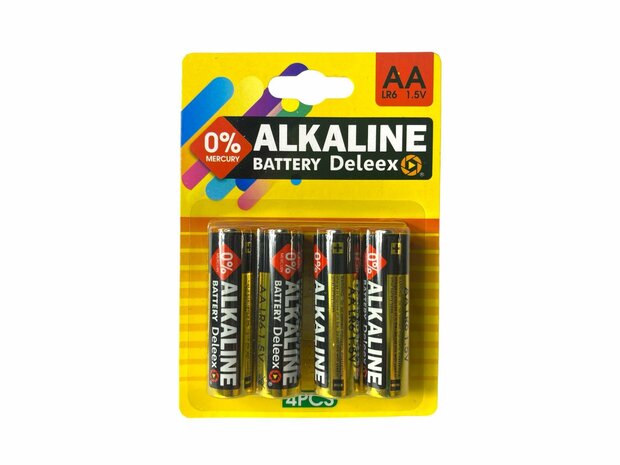 Piles Deleex Alcalines AA - LR6 1,5V - 4 pi&egrave;ces en pack