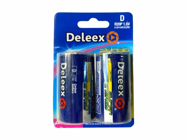 Batterijen - D R20P 1.5V - 2- stuks in pak Deleex 