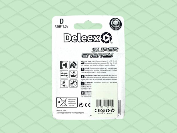 Batterijen - D R20P 1.5V - 2- stuks in pak Deleex 