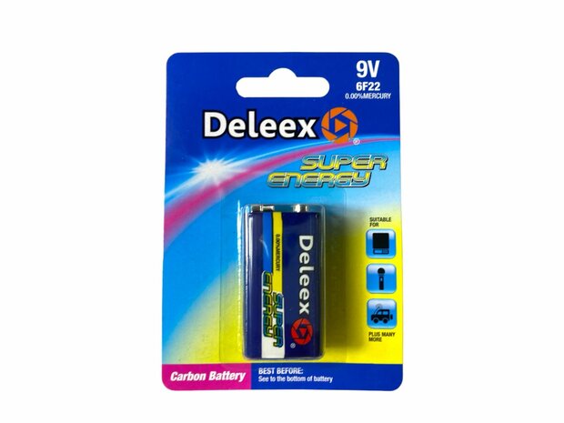 Batterien &ndash; 9V 6F22 &ndash; 1 St&uuml;ck in Packung Deleex