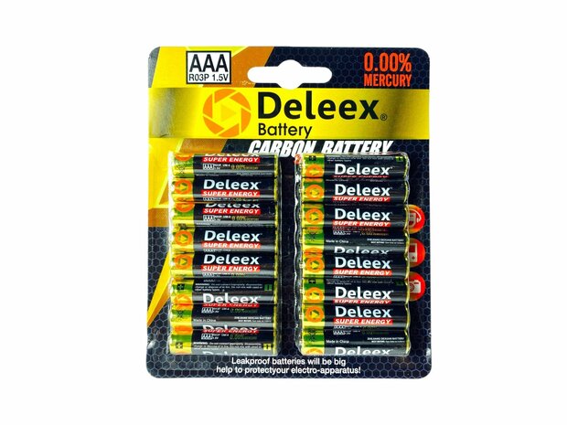 Deleex AAA batterijen R03P 1.5V - 16- stuks in pak
