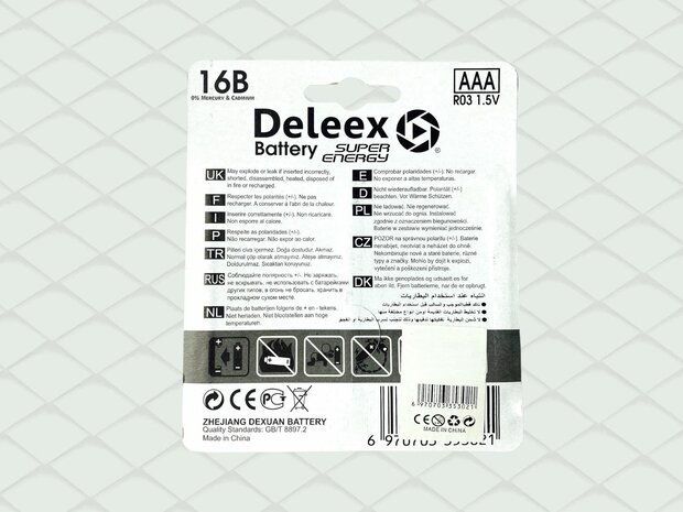 Deleex AAA-Batterien R03P 1,5 V &ndash; 16 St&uuml;ck in einer Packung