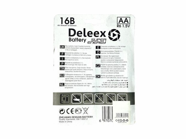 Deleex AA batterijen R6P 1.5V - 16- stuks in pak