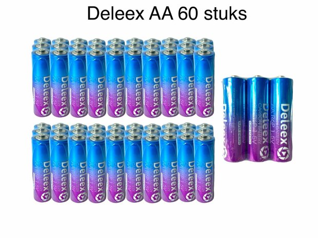 Piles Deleex AA R6P 1,5V - 60 pi&egrave;ces dans un pack