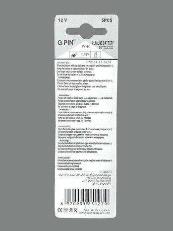 G.PIN 27A 12V ALKALINE-Batterien 5 STK