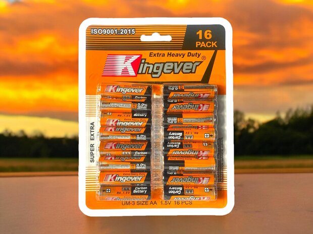 Kingever AA batterijen 16 in pak - R6 1.5V AA voordeel pak!