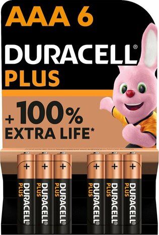 Piles alcalines AAA Duracell Plus - 6 pi&egrave;ces